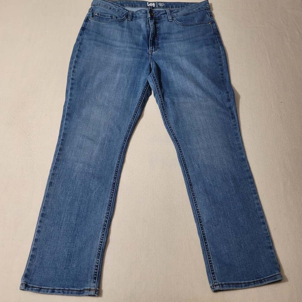 Lee Regular Fit Straight Leg Mid Rise Jeans Size 16M Blue Denim